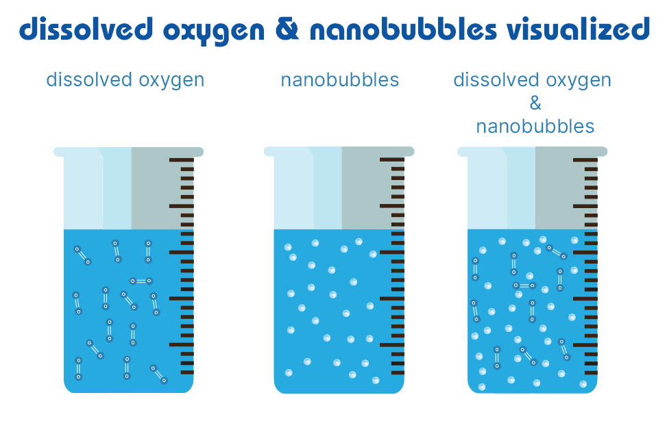 opgeloste zuurstof en nanobubbels gevisualiseerd