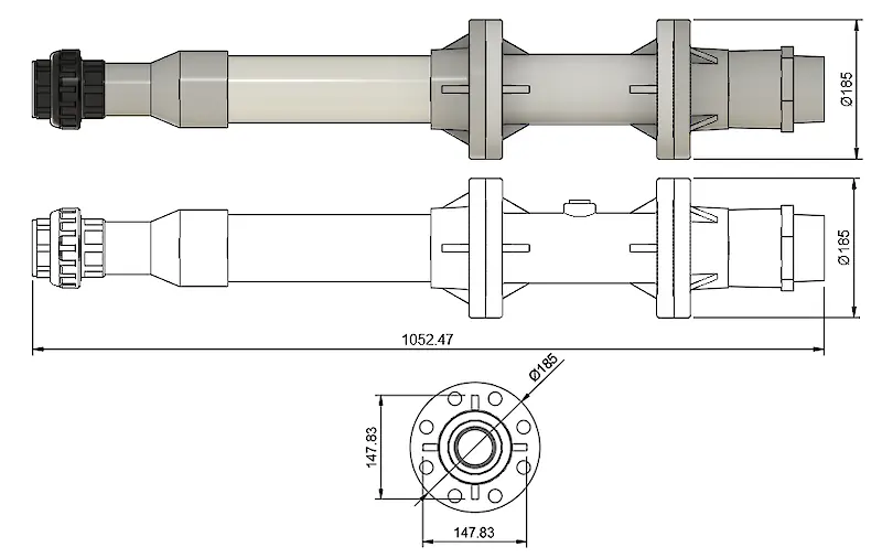 Acniti turbiti 757 cad dimensional drawing