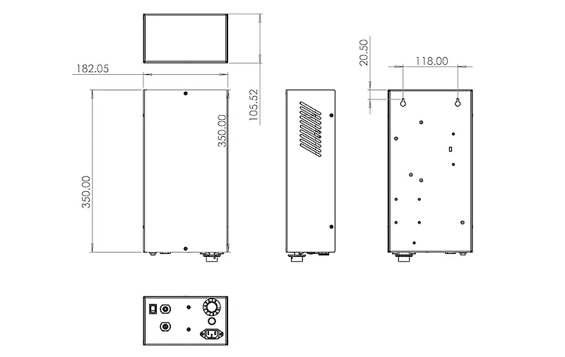 ozone generator 1-gram dimensional drawing in mm