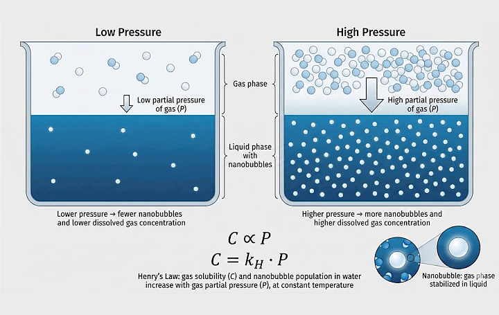 Henry's law in relation to nanobubbles
