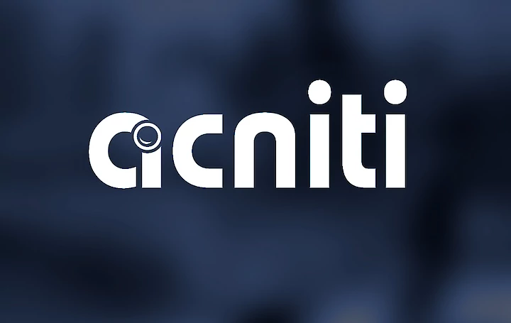 acniti logo white dark blue background