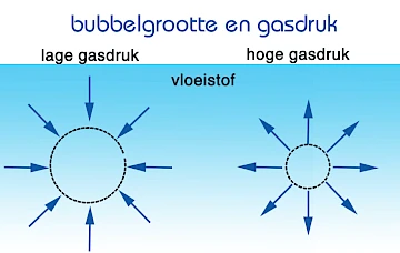 Nanobubbels grootte en gas druk