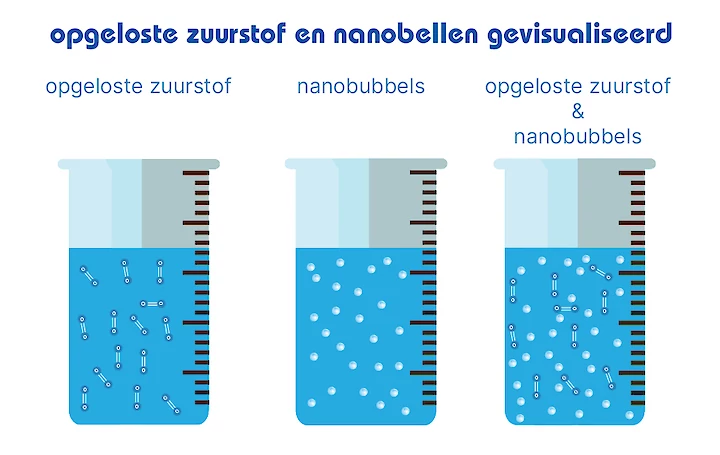 opgeloste zuurstof en nanobubbels gevisualiseerd