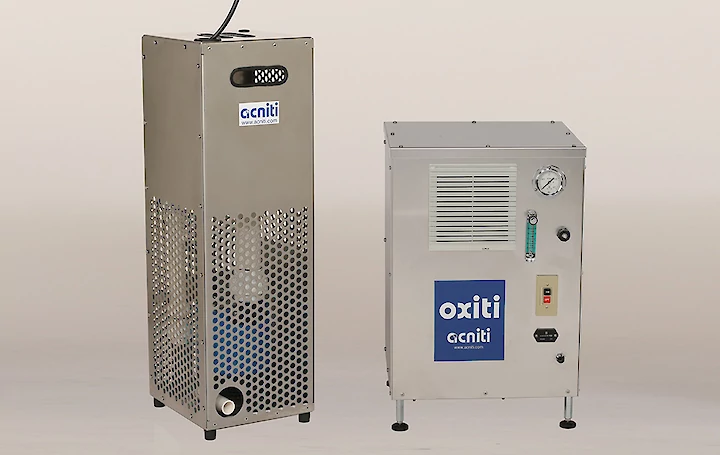 Unidad sumergible y concentrador de oxígeno utilizado durante los pruebas.