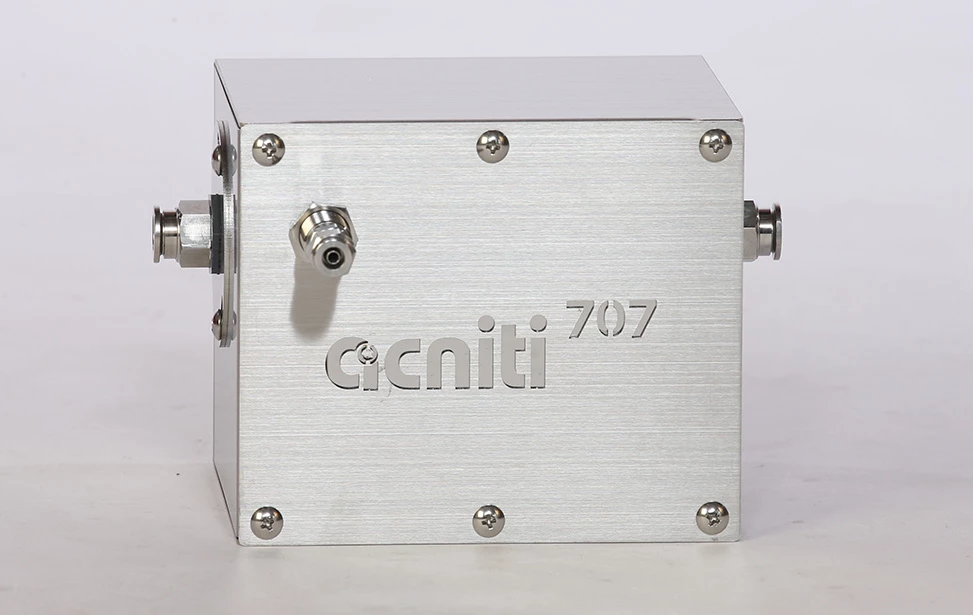 acniti nanobubbelmixer 707 in een RVS box met eenrichtingsgasventiel