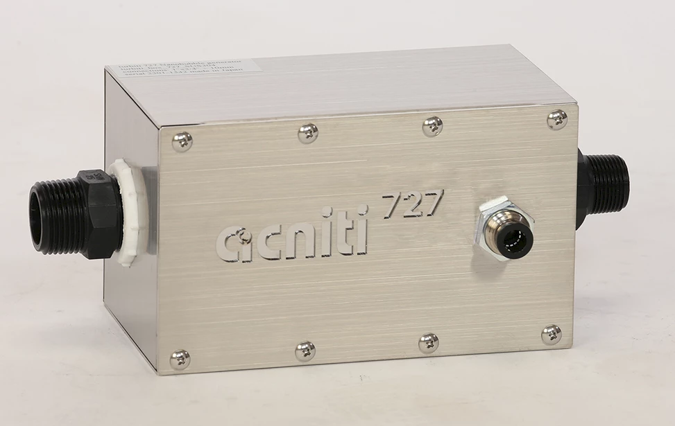 acniti nanobubbelmixer 727 in een RVS box met eenrichtingsgasventiel