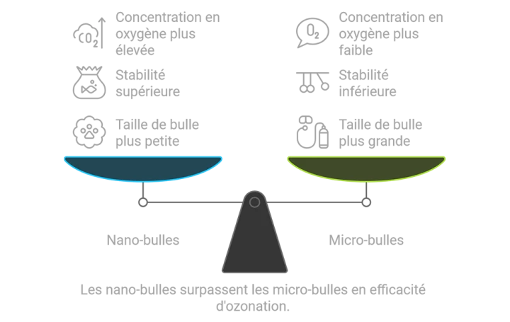 Las nano bulles surpassent les micor bulles en efficacite d'ozonation