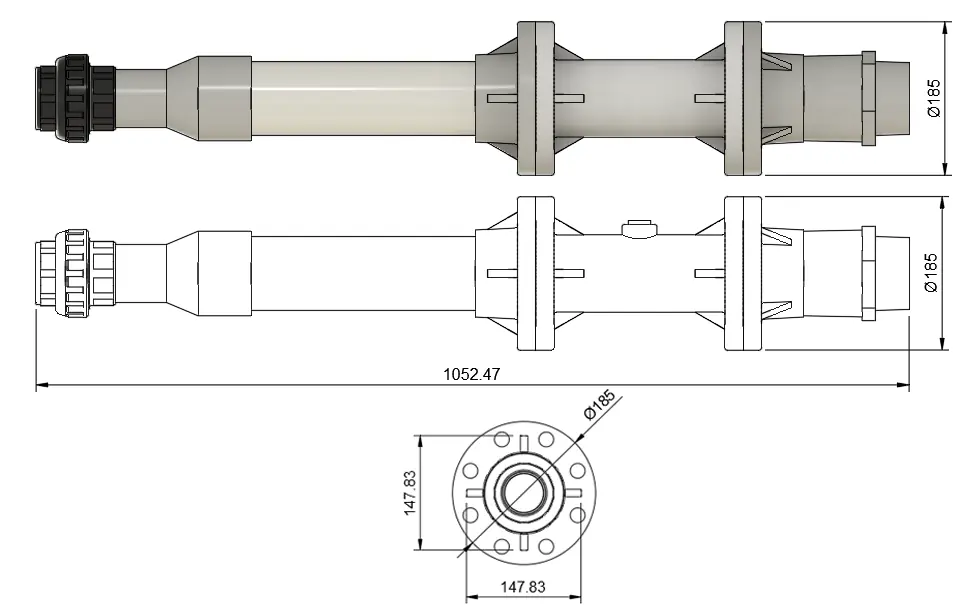 Acniti turbiti 757 cad dimensional drawing
