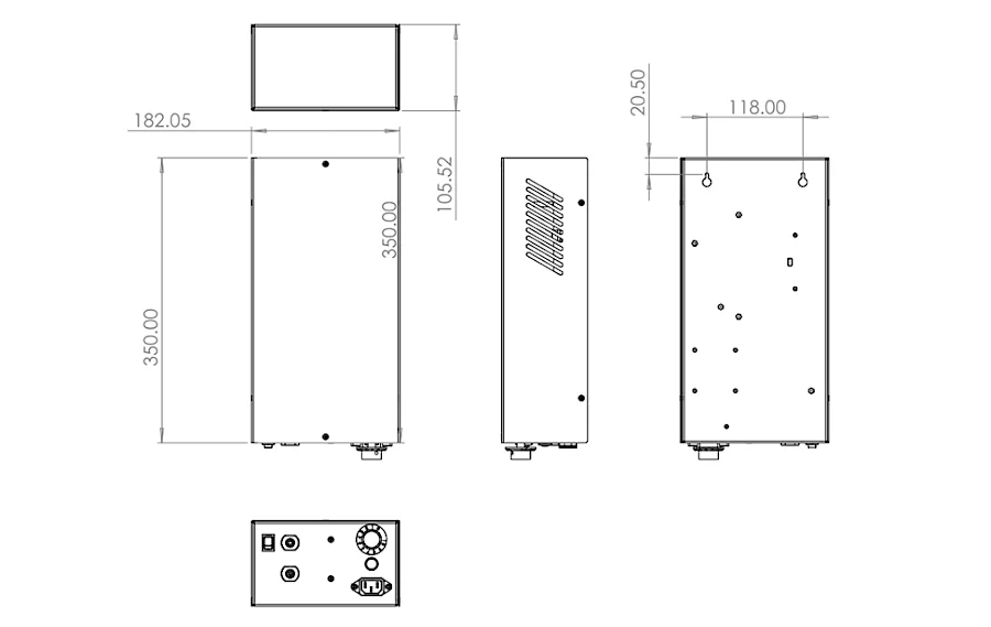 Ozongenerator 1-Gramm-Maßzeichnung in mm